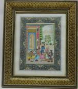 Indian Courtyard Scene with Figures Playing Instruments,