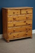Pine chest fitted with two short and four long drawers, W83cm, H90cm,