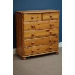 Pine chest fitted with two short and four long drawers, W83cm, H90cm,