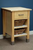 Ikea Varde beech and white finish kitchen island unit with drawer and sliding baskets, W62cm, H91cm,