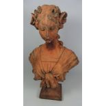 Terracotta bust of a young girl,