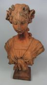 Terracotta bust of a young girl,