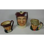 Three Royal Doulton character jugs including 'Old Charley' and 'The Poacher' (3)