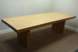 Large rectangular light oak dining table, 261cm x 100cm,
