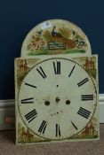 Early 19th century painted enamel dial with eight day movement, striking on bell,