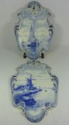 Two Dutch Delft wall plaques H45cm Condition Report <a href='//www.