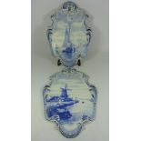 Two Dutch Delft wall plaques H45cm Condition Report <a href='//www.