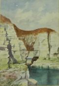 Flamborough Head, 20th century watercolour signed and dated Robert Horspool 1947,