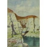 Flamborough Head, 20th century watercolour signed and dated Robert Horspool 1947,