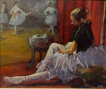 Study of a Ballerina, oil on canvas board initialled and dated MER '95,