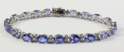 Platinum oval tanzanite and diamond bracelet stamped Pt 950 Condition Report <a