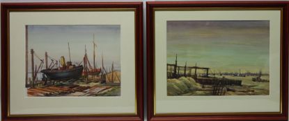 'Dry Dock at Hayle' and 'River at Wapping from the Pelican Stairs',
