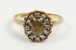 Citrine and diamond cluster ring hallmarked 18ct Condition Report <a