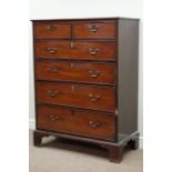 George III chest of two short and four long drawers, raised on bracket feet, W100cm, H135cm,