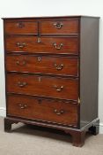 George III chest of two short and four long drawers, raised on bracket feet, W100cm, H135cm,