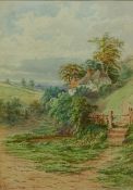 Rural Landscape with Cottages, watercolour signed and dated by A Coleman 1890,