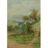 Rural Landscape with Cottages, watercolour signed and dated by A Coleman 1890,