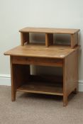 Polished pine hinged top work box, W60cm, H66cm,