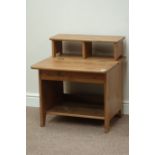 Polished pine hinged top work box, W60cm, H66cm,