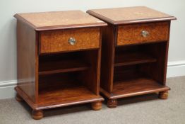 Pair scumbled pine single drawer bedside tables, W50cm, H59cm,