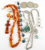 Danon white metal turquoise set necklaces,