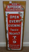 Scarborough Hippodrome enamel advertising sign on wooden plaque H96cm Condition Report
