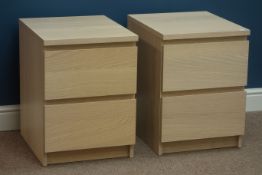 Pair light oak finish bedside chests, W41cm, H55cm,