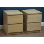 Pair light oak finish bedside chests, W41cm, H55cm,