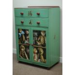 Early 20th century painted tall boy, two drawers and double cupboard below, W84cm, H124cm,