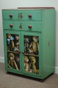 Early 20th century painted tall boy, two drawers and double cupboard below, W84cm, H124cm,
