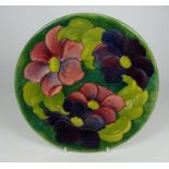 Moorcroft Clematis pattern circular plate dated 1972,