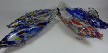 Four large Murano style glass fish,