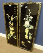 Pair Japanese style lacquered screens, H91.