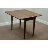 19th century mahogany Pembroke drop leaf table, tapering legs, W101cm,