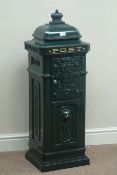 Green aluminium 'Classic' post box with keys W32cm,