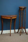 Mahogany rope twist jardiniere stand and a demi-lune console table Condition Report