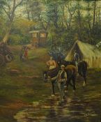 Gypsy Camp, oil on canvas signed and dated J R Atkinson 1906,