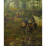 Gypsy Camp, oil on canvas signed and dated J R Atkinson 1906,