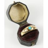 Victorian 18ct gold ring set with seed pearls,