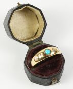 Victorian 18ct gold ring set with seed pearls,