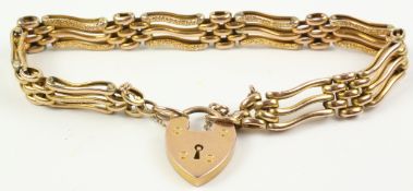 Wavy three bar bracelet the lock stamped 9c approx.