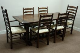 Rectangular medium oak rectangular refectory dining table (190cm x 82cm, H75cm),