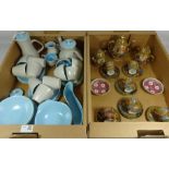 Poole pottery Twin Tone tea and coffeeware and Samurai hand painted tea service in two boxes