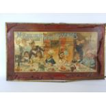 Masons Wine Essences advertising display depicting a Children's party with gilt metal border,