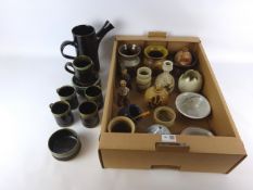 Studio Pottery - Jerry Harper coffee service, Peter Dick footed bowl,