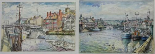 'Whitby Outer Harbour Bridge & Trawlers' and 'St Mary's Church & Bridge at Whitby',