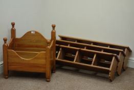 Three polished pine plate racks and a magazine rack Condition Report <a
