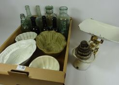 Victorian/ early 20th Century Armadillo jelly mould and three others, Russell's Brewery bottles,