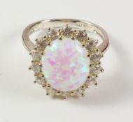 Opal and cubic zirconia cluster ring stamped 925 Condition Report <a