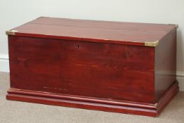 19th century stained pine blanket box, W97cm, H43cm,